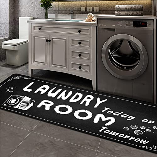 Non Slip Large Laundry Rug 20x47inch Black W24577