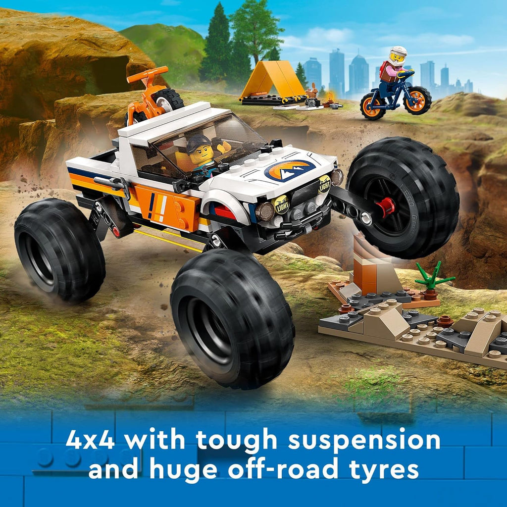 4x4 Off-Roader Building Toy with Monster Truck Style Car and Mountain Bikes O42583