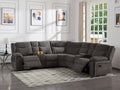 Grey Fabric Power Reclining Sectional Sofa with Cup Holders and Storage Console M5833