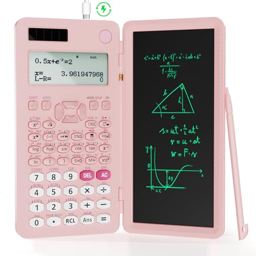 82 MS Foldable 2-Line Display Scientific Calculator with Writing Tablet, Solar and Battery Powered H538086