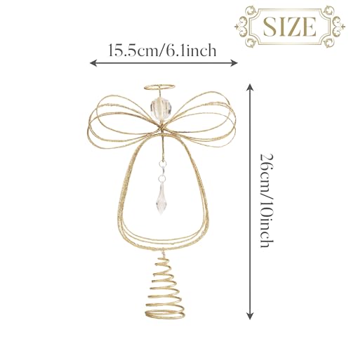 10 Inch Pre-Lit Gold Metal Angel Tree Topper E6255