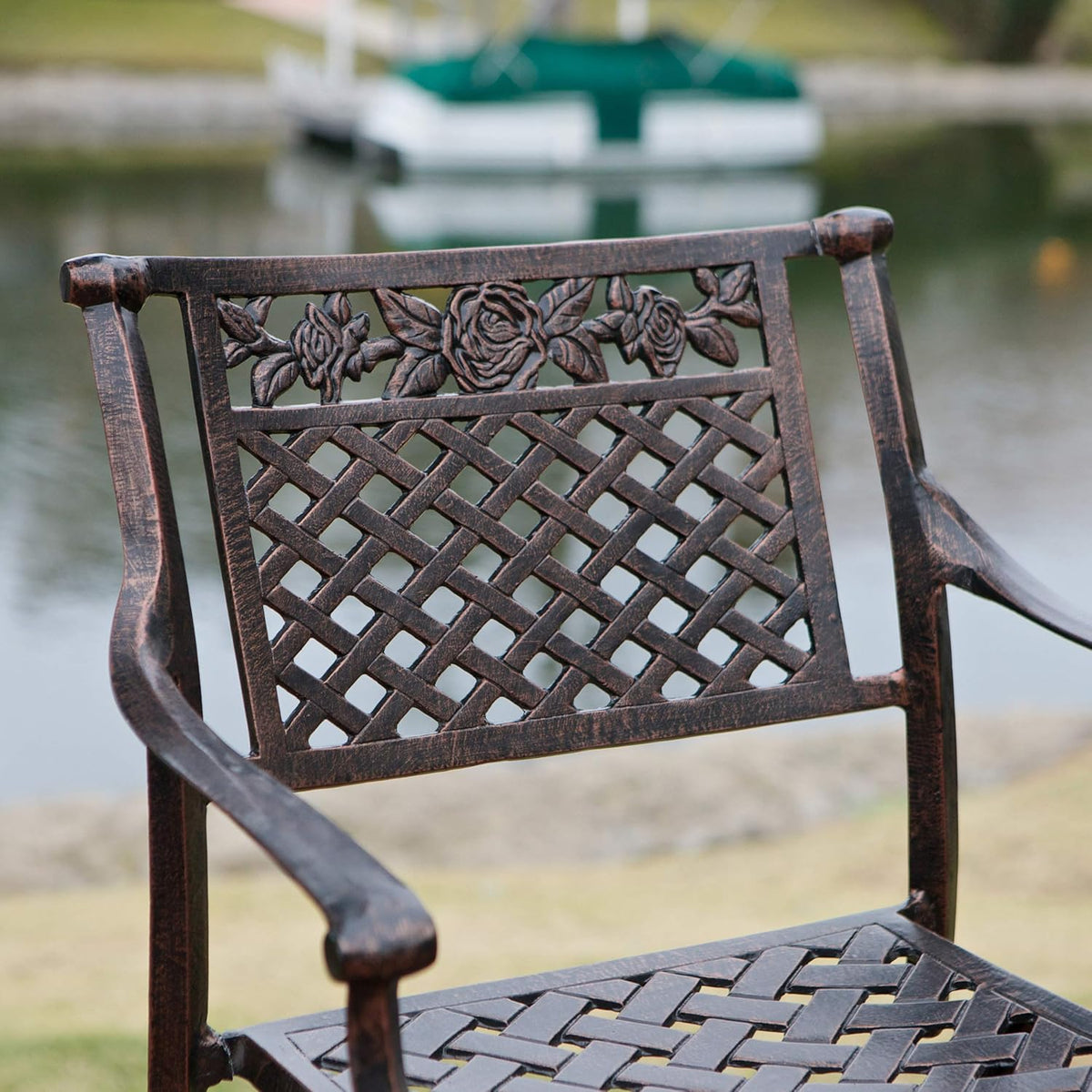 Shiny Copper Cast Aluminum Barstools 2-Pcs Set T408358