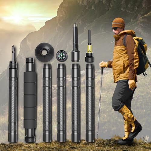 Collapsible Hiking Stick Trekking Pole with Compasse, Whistle (1 Stick) E2400