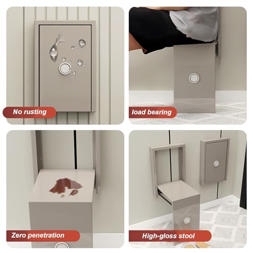 Slim Folding Shoe Changing Stool Wall Mounted Foldable Chairs Storable Entrance Chair R29960