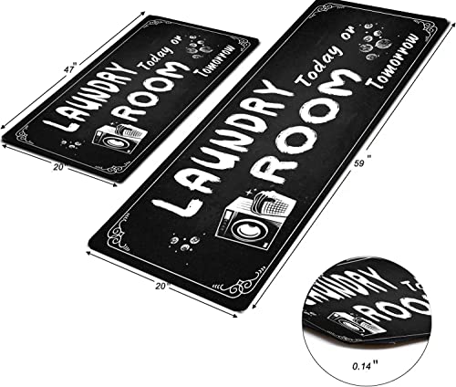 Non Slip Large Laundry Rug 20x47inch Black W24577