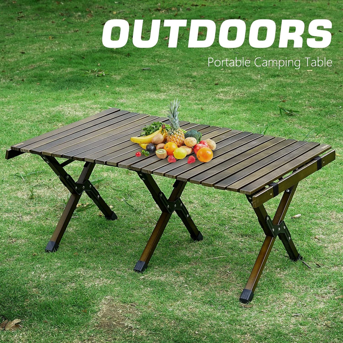 4ft Low Height Portable Folding Wooden Camping Table with Carry Bag L2039