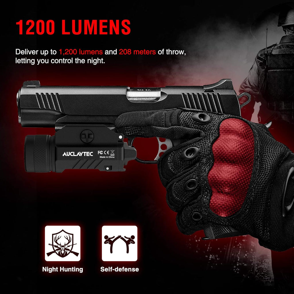 1200 Lumens Mounted Pistol Flashlight with Strobe Mode C402093