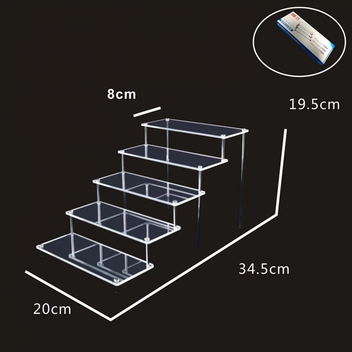 5 Tier Clear Acrylic Display Riser Shelf N909680