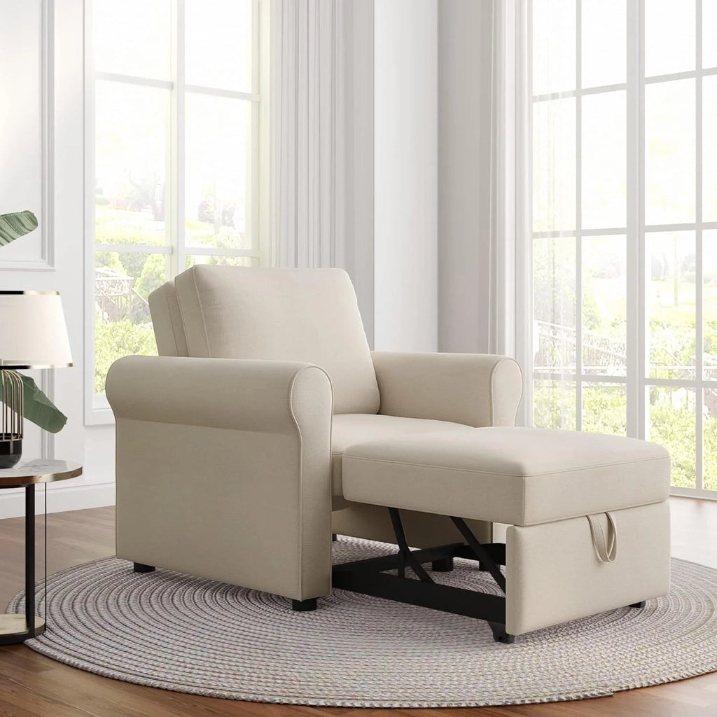 Beige Convertible Sleeper Chair Bed D17857