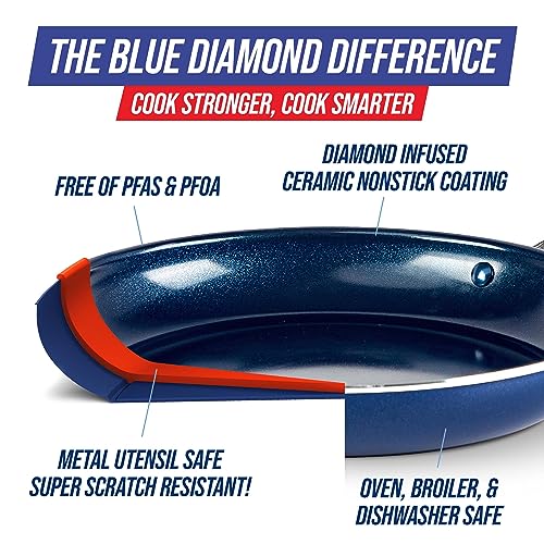 Blue Diamond 9.5" and 11" Nonstick Ceramic Frying Pan Skillet Set Z221395