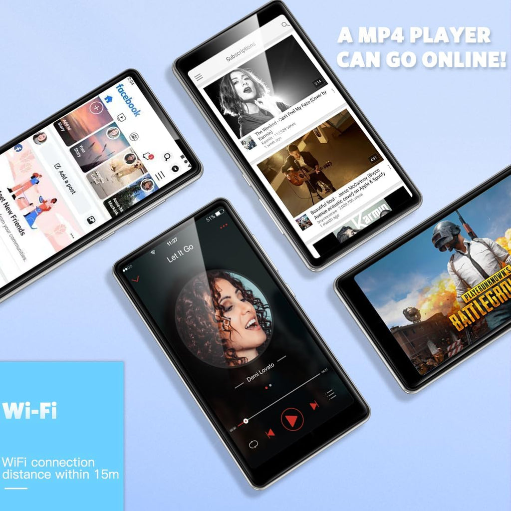 5 inch MP3 Player with Bluetooth and WiFi, Full Touch Screen 16GB MP4 Player with Speaker, FM Radio I164