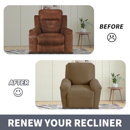 Oversized 3 Piece Slipcovers for Large Recliner Chair Soft Jacquard Dark Gray Z563089