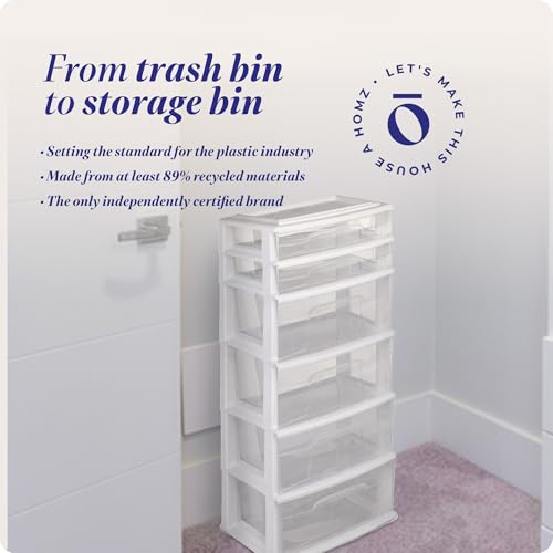 White 6-Tier Clear Plastic Storage Drawer Tower W9180