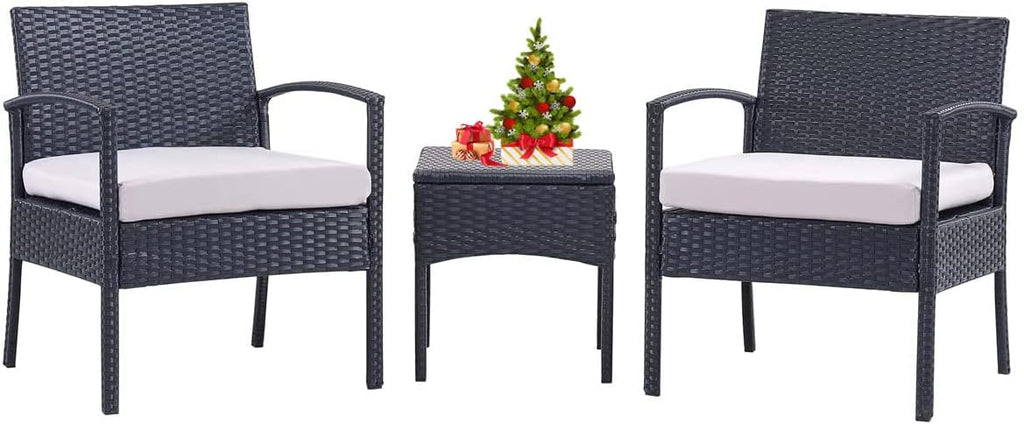 3 PCS Patio Bistro Set with Coffee Table and 2 Rattan Sofas W262