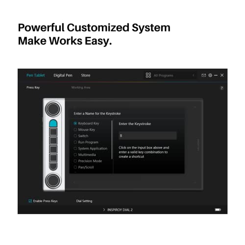 Bluetooth Wireless Graphics Drawing Tablet with Dual Dials Battery-Free Stylus N505936