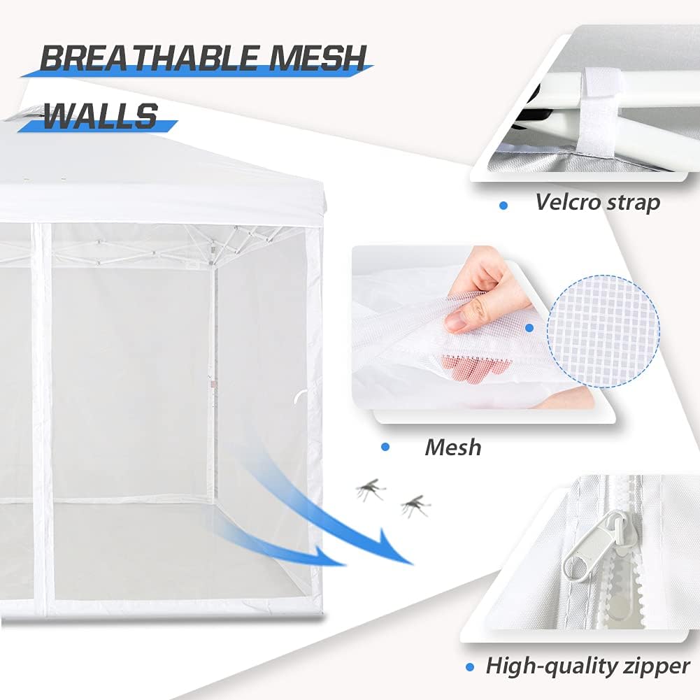 4 Mesh Sidewalls for 10' x 10' Pop Up Canopy, White Q274009
