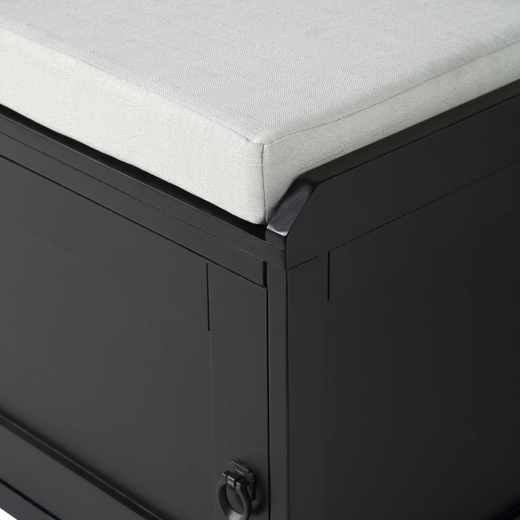 Wood Storage Bench with 2 Cabinets Black Z24582