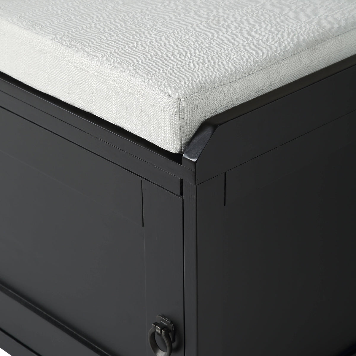 Wood Storage Bench with 2 Cabinets Black Z24582