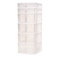 White 6-Tier Clear Plastic Storage Drawer Tower W9180