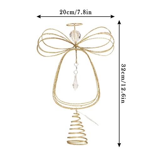 10 Inch Pre-Lit Gold Metal Angel Tree Topper E6255