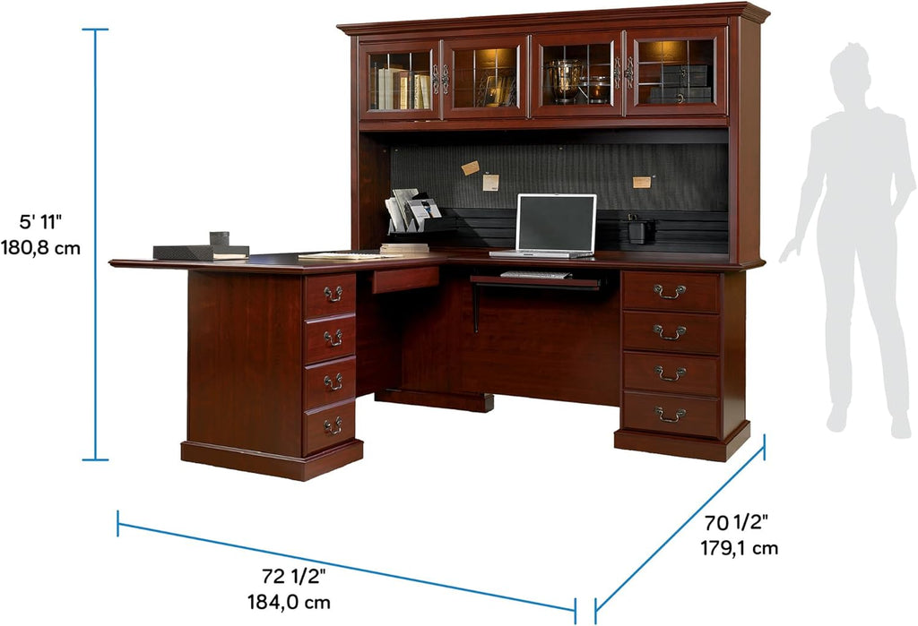 L-Shaped Desk with Hutch, Classic Cherry B28564