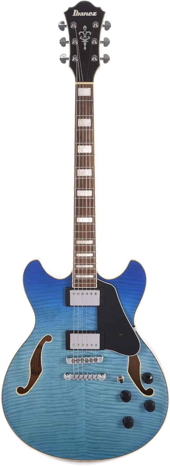 Azure Blue Gradation Semi-Hollow Body Electric Guitar E7850