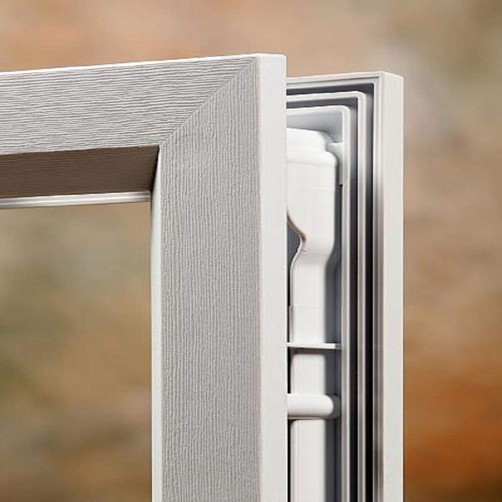 64" x 80" Fiberglass Smooth Primed 4-Lite Frosted Glass Prehung Front Door with Two Sidelites Z8384