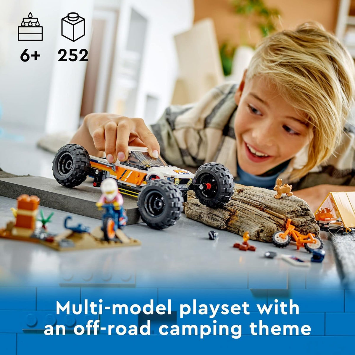 4x4 Off-Roader Building Toy with Monster Truck Style Car and Mountain Bikes O42583