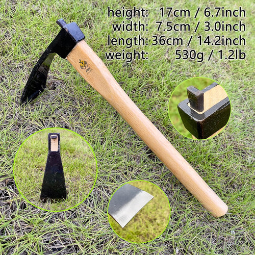 14 Inch Wide Japanese Carbon Steel Garden Hoe with Oak Wooden Handle M151910