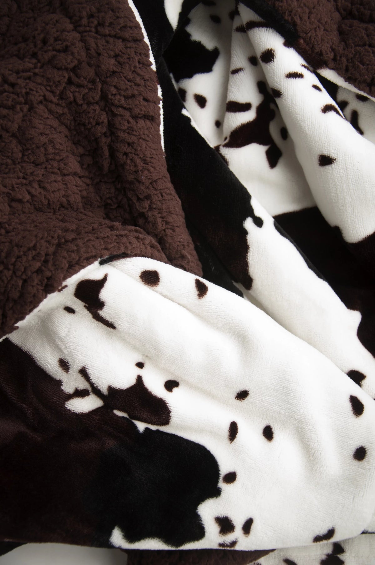 Brown Cowhide Print Sherpa Plush Throw Blanket C67871