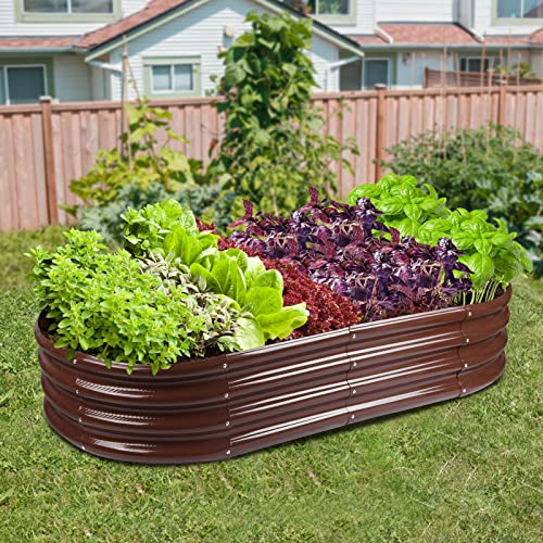 5ft Oval Galvanized Metal Raised Garden Bed Planter L54370