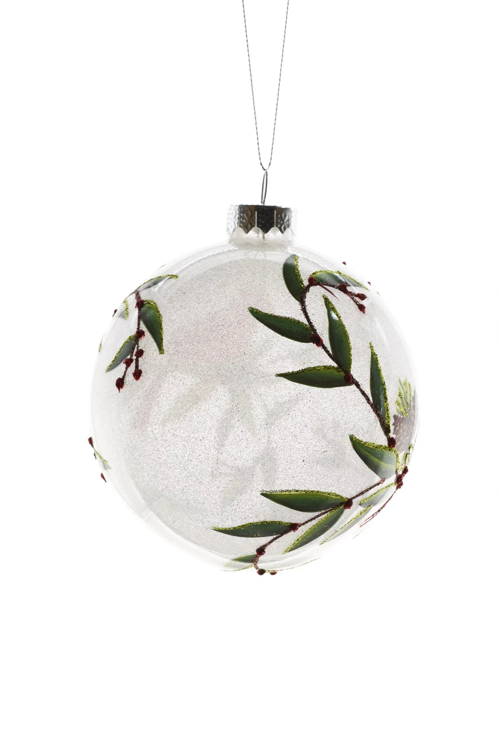 Clear Glass Hanging Glittered Ball Ornament (Pack of 2) U7561