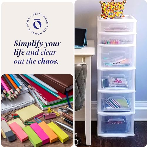 White 6-Tier Clear Plastic Storage Drawer Tower W9180