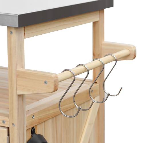 White Farmhouse Kitchen Island with Power Outlet, Drop Leaf, Spice Rack, Drawer, Rolling Cart on Wheels E418142