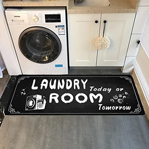 Non Slip Large Laundry Rug 20x47inch Black W24577