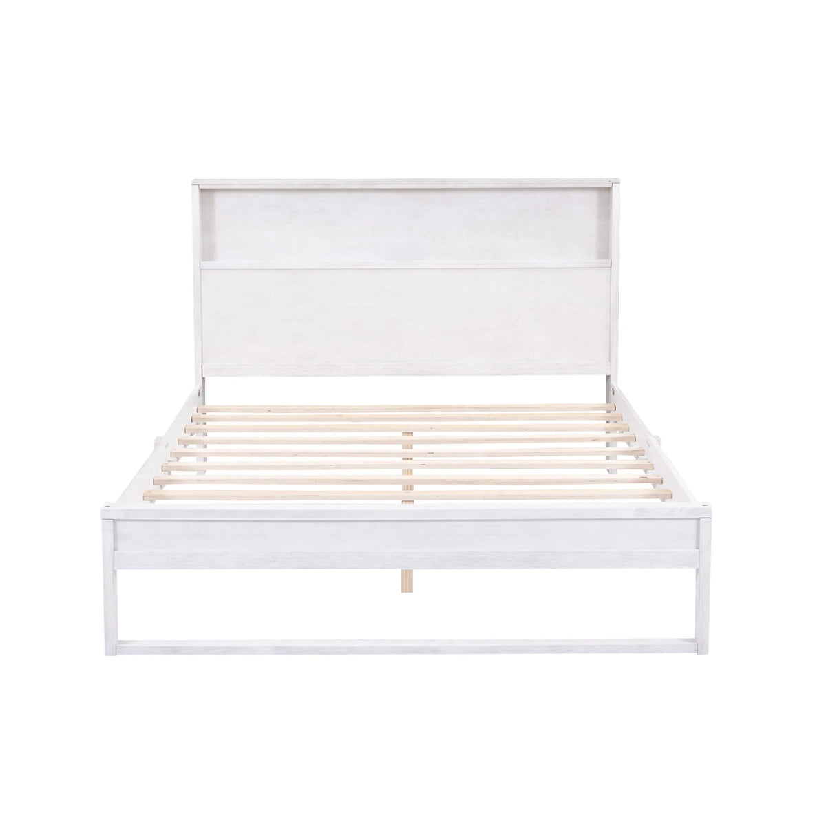 White Queen Size Platform Bed Frame with Storage X936