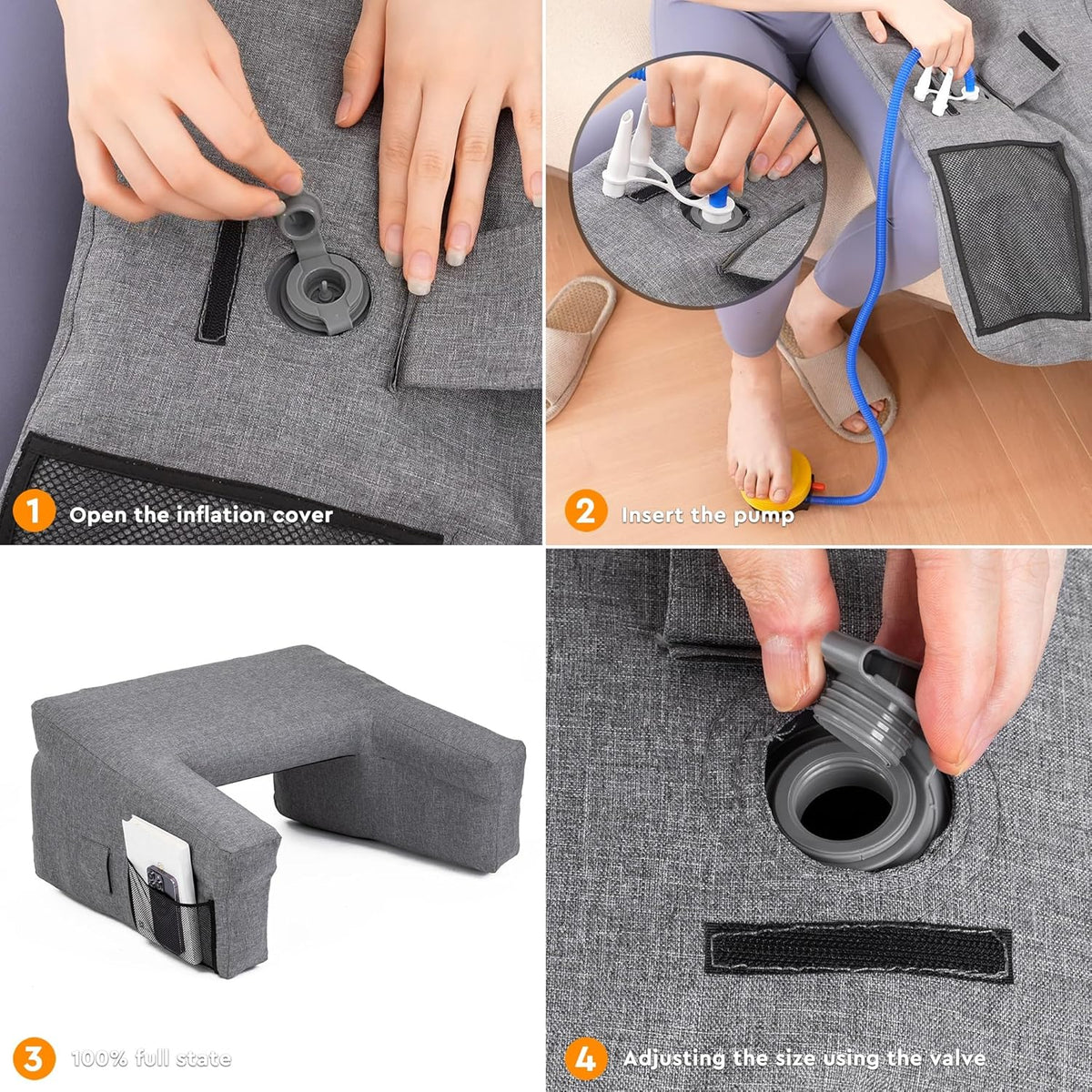 Inflatable Bed Rest Pillow with Lap Desk G1472