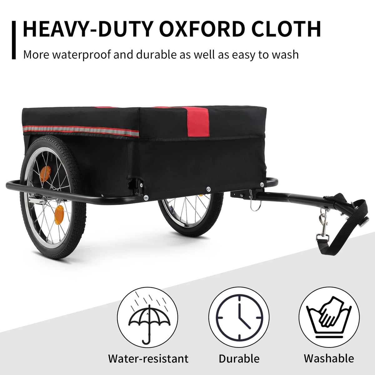 Bike Cargo Trailer with Removable Cover, 16 Wheels, Red A488124