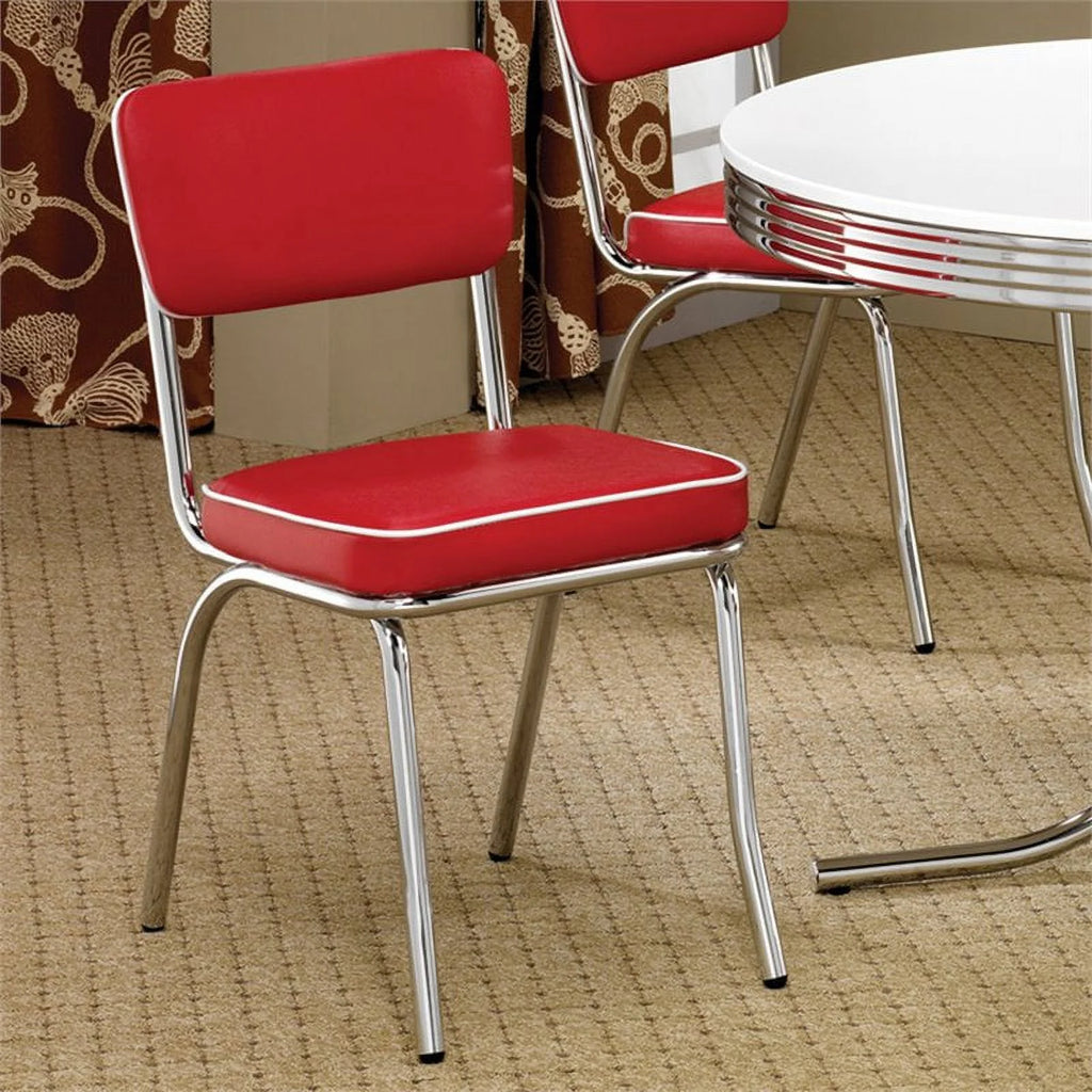 Red and Chrome Dining Side Chair P3539