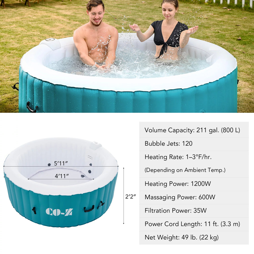 4 Person 6ft Inflatable Hot Tub Pool with Massage Jets S439
