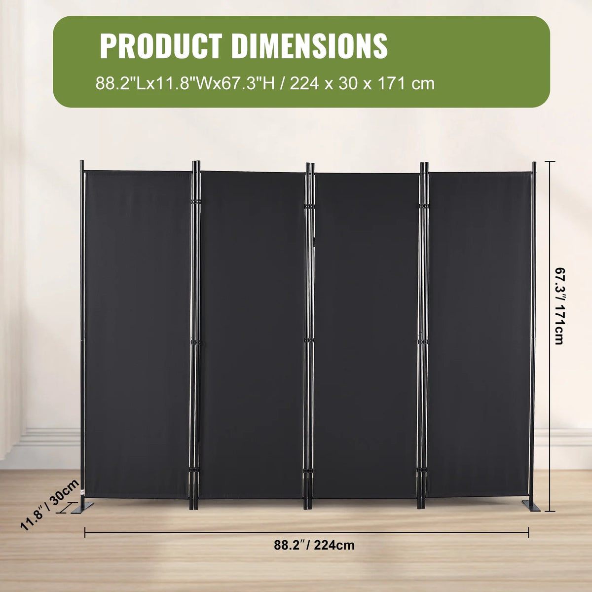 4-Panel Folding Privacy Screen Room Divider C555353