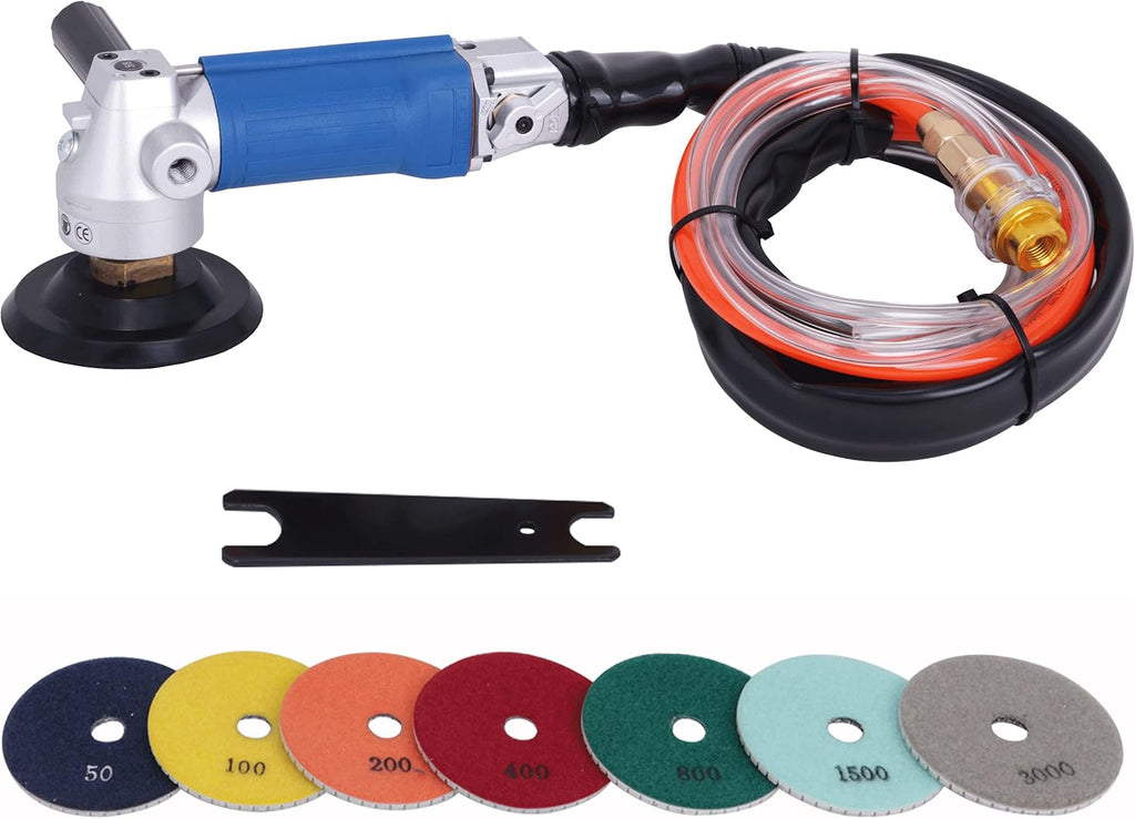 4" Pneumatic Wet Polisher Grinder Sander with 7 Pieces Polishing Pads K5303
