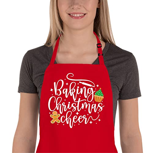 Red Christmas Baking Apron with 2 Pockets D5537