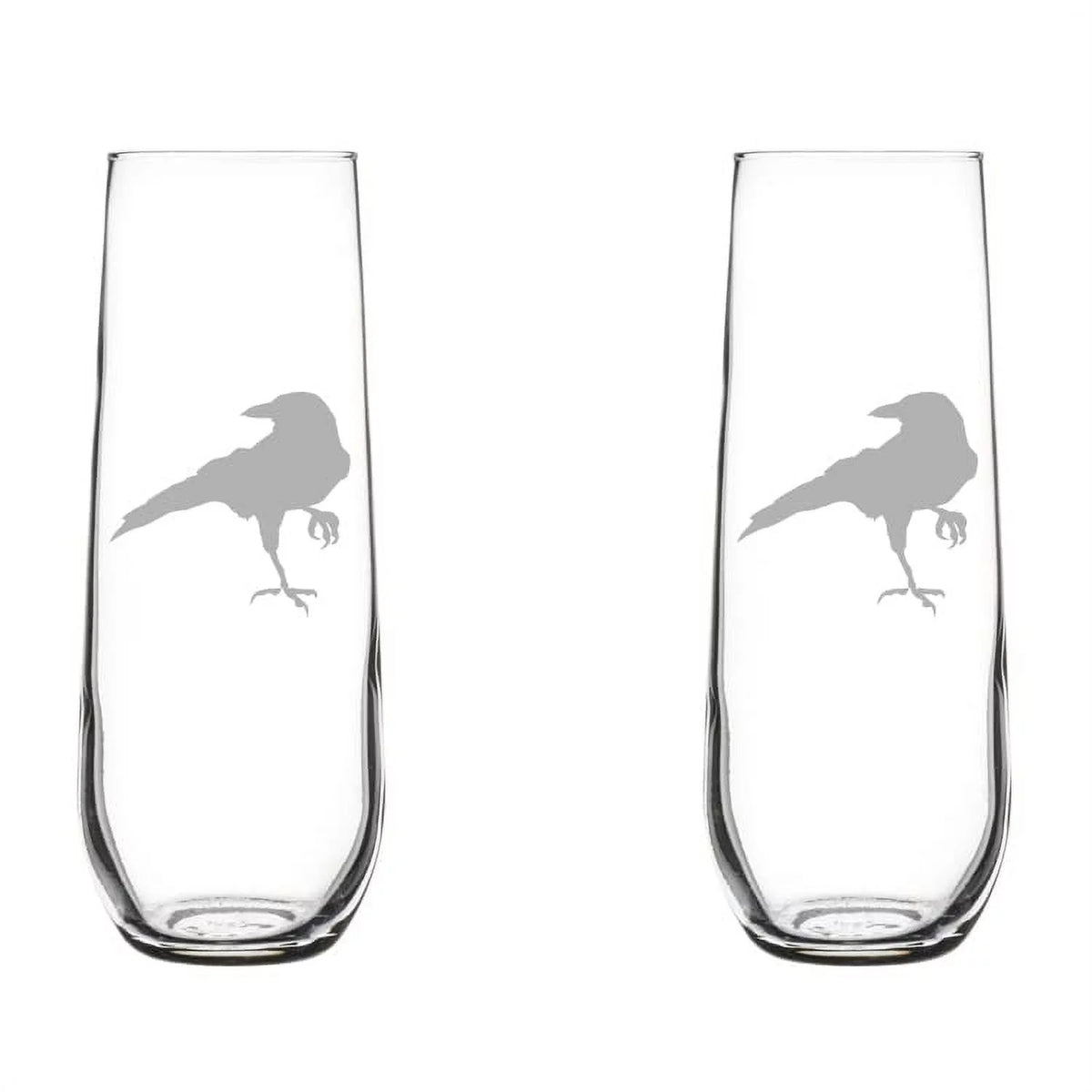 Set of 2 Stemless Glass Champagne Flutes 8.5 oz S367621
