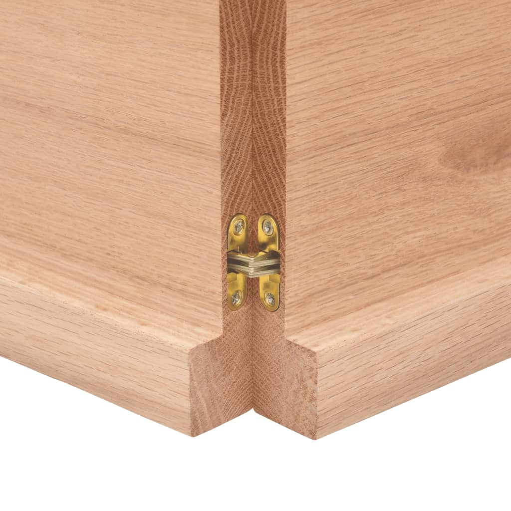 Solid Oak Wood Table Light Brown Live Edge Y856714