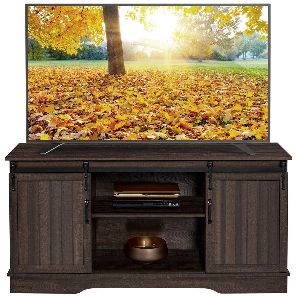 Modern TV Stand with Storage Shelves up to 65 Inch Rustic Brown I966380
