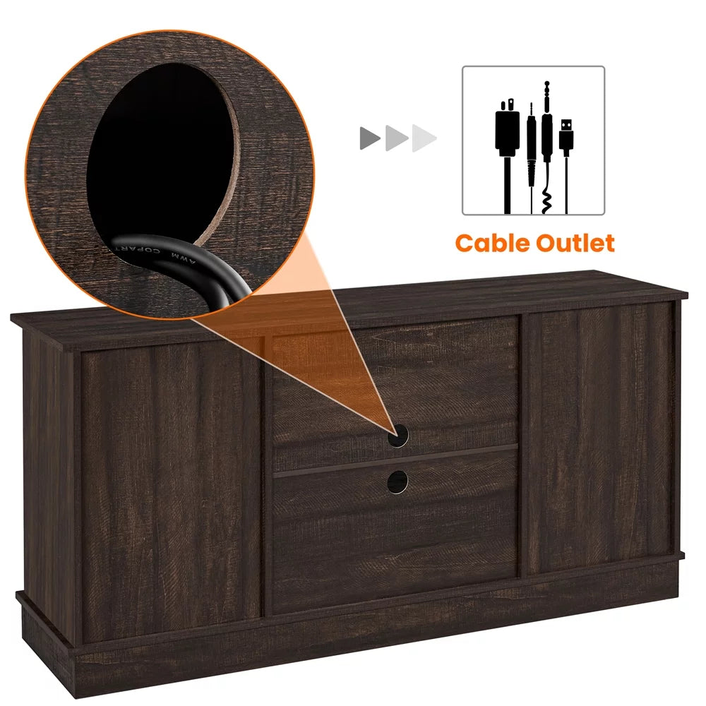 Modern TV Stand with Storage Shelves up to 65 Inch Rustic Brown I966380