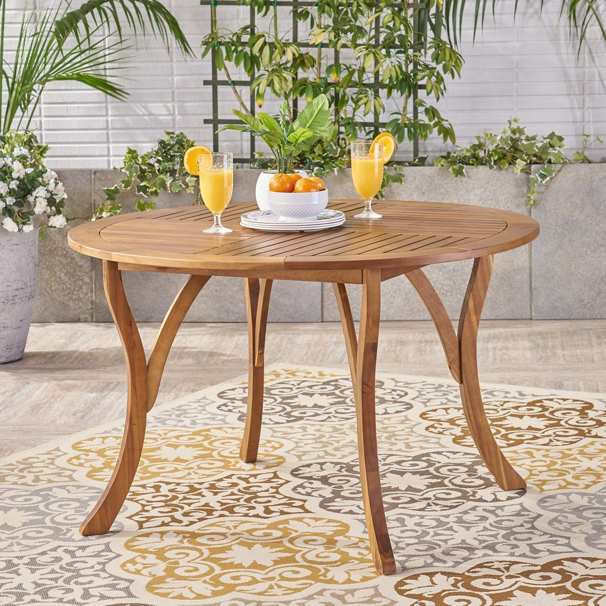 47 Round Acacia Wood Dining Table Y225