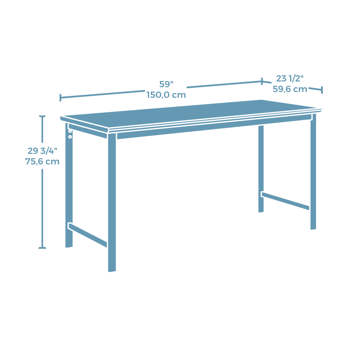 60" x 24" Office Table/Desk, Kiln Acacia Finish O848655