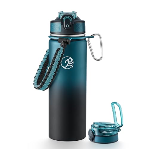24oz Stainless Steel Insulated Water Bottle with 2 Lids T81653